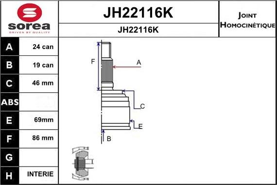 SNRA JH22116K - Šarnīru komplekts, Piedziņas vārpsta www.autospares.lv