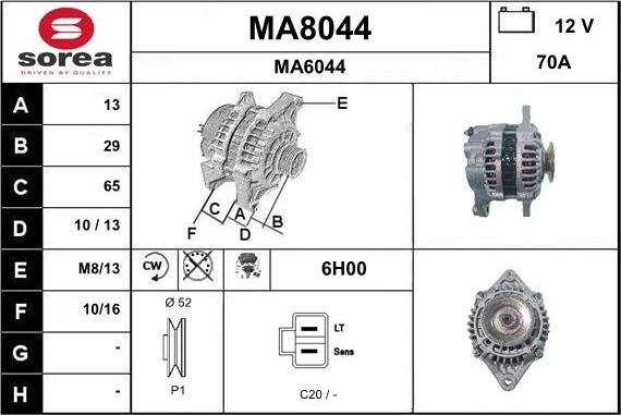 SNRA MA8044 - Ģenerators www.autospares.lv