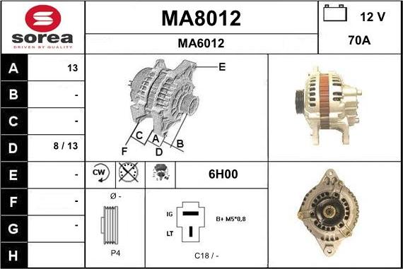 SNRA MA8012 - Ģenerators www.autospares.lv