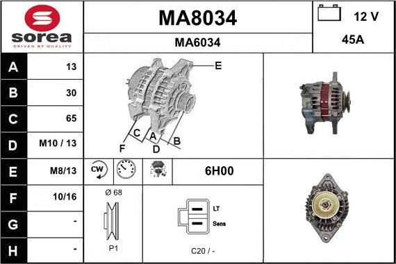 SNRA MA8034 - Ģenerators www.autospares.lv