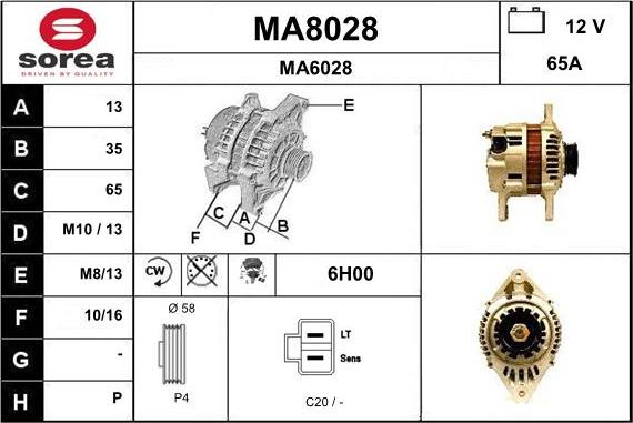 SNRA MA8028 - Ģenerators www.autospares.lv