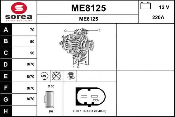 SNRA ME8125 - Ģenerators www.autospares.lv
