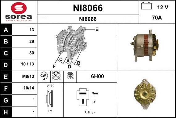 SNRA NI8066 - Ģenerators www.autospares.lv