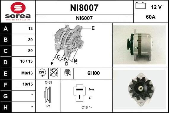 SNRA NI8007 - Ģenerators www.autospares.lv