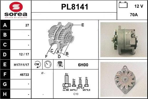 SNRA PL8141 - Ģenerators www.autospares.lv