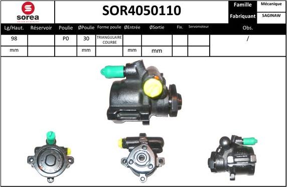 SNRA SOR4050110 - Hidrosūknis, Stūres iekārta www.autospares.lv