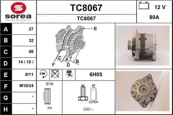 SNRA TC8067 - Ģenerators www.autospares.lv