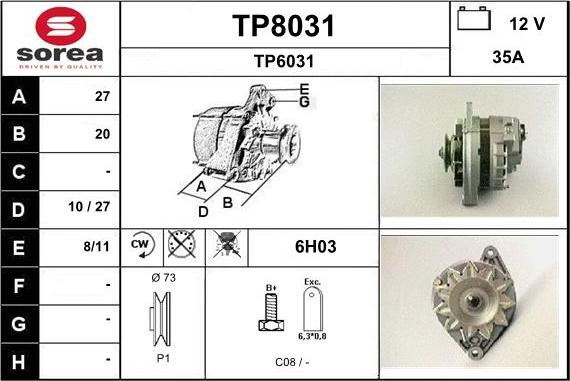 SNRA TP8031 - Ģenerators www.autospares.lv