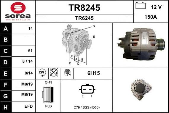 SNRA TR8245 - Ģenerators www.autospares.lv