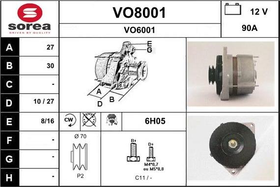 SNRA VO8001 - Ģenerators www.autospares.lv