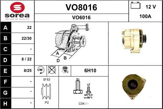 SNRA VO8016 - Ģenerators www.autospares.lv