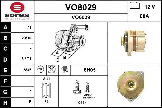 SNRA VO8029 - Ģenerators www.autospares.lv