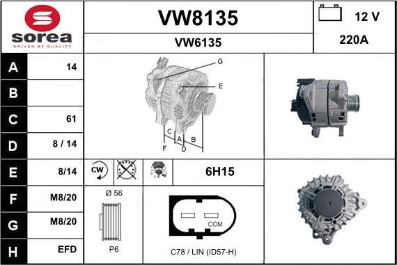 SNRA VW8135 - Ģenerators www.autospares.lv