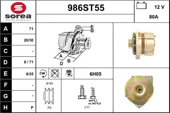 STARTCAR 986ST55 - Ģenerators www.autospares.lv