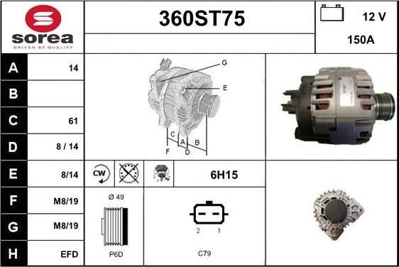 STARTCAR 360ST75 - Ģenerators www.autospares.lv