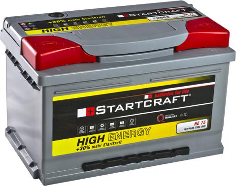 STARTCRAFT HE 75 - Startera akumulatoru baterija www.autospares.lv