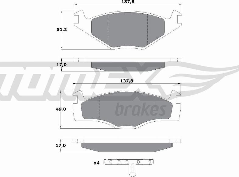 TOMEX brakes TX 10-141 - Bremžu uzliku kompl., Disku bremzes www.autospares.lv