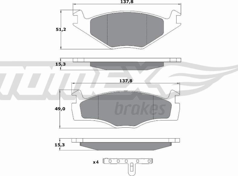 TOMEX brakes TX 10-14 - Bremžu uzliku kompl., Disku bremzes www.autospares.lv
