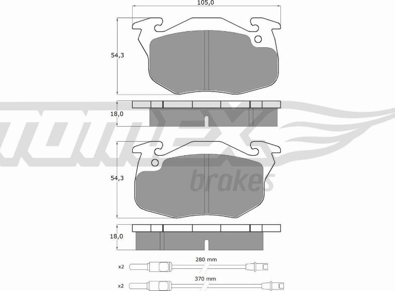 TOMEX brakes TX 10-341 - Bremžu uzliku kompl., Disku bremzes www.autospares.lv