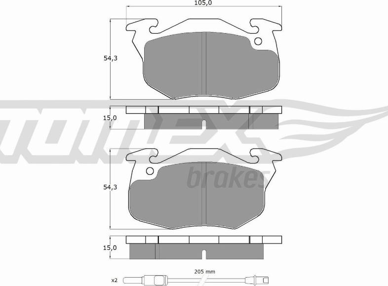 TOMEX brakes TX 10-342 - Bremžu uzliku kompl., Disku bremzes www.autospares.lv