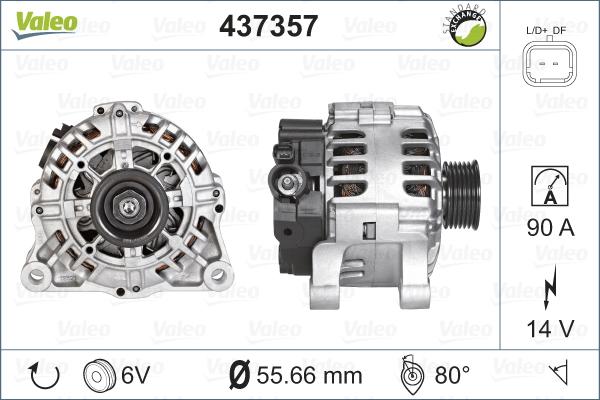 Valeo 437357 - Ģenerators www.autospares.lv