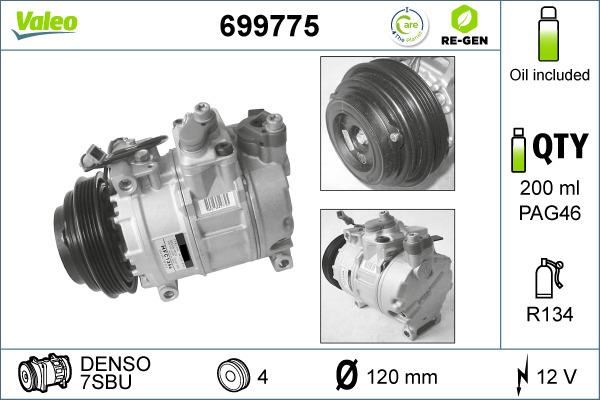 Valeo 699775 - Kompresors, Gaisa kond. sistēma www.autospares.lv