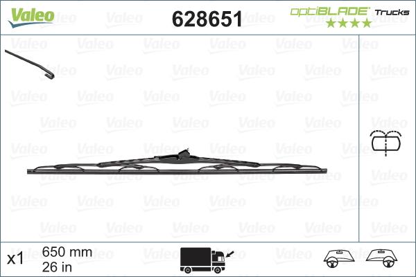 Valeo 628651 - Stikla tīrītāja slotiņa www.autospares.lv