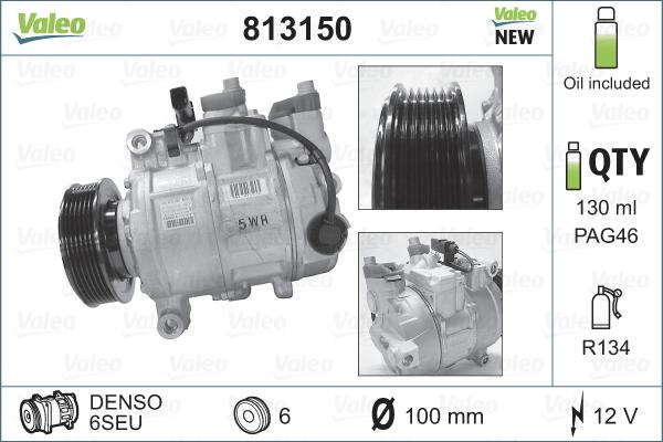 Valeo 813150 - Kompresors, Gaisa kond. sistēma www.autospares.lv