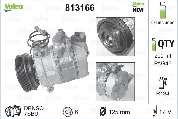 Valeo 813166 - Kompresors, Gaisa kond. sistēma www.autospares.lv