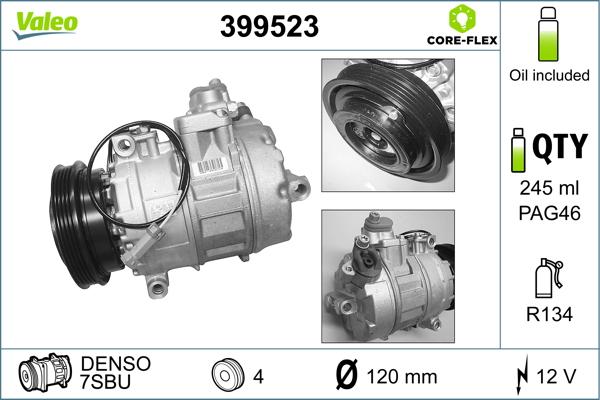 Valeo 399523 - Kompresors, Gaisa kond. sistēma www.autospares.lv