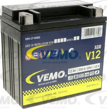 Vemo V99-17-0060 - Startera akumulatoru baterija www.autospares.lv