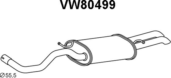 Veneporte VW80499 - Izplūdes gāzu trokšņa slāpētājs (pēdējais) www.autospares.lv