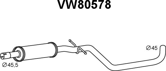 Veneporte VW80578 - Vidējais izpl. gāzu trokšņa slāpētājs www.autospares.lv