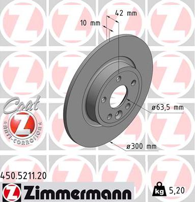 Zimmermann 450.5211.20 - Bremžu diski www.autospares.lv