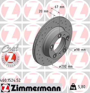 Zimmermann 460.1524.52 - Bremžu diski www.autospares.lv