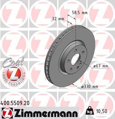 Zimmermann 400.5509.20 - Bremžu diski www.autospares.lv