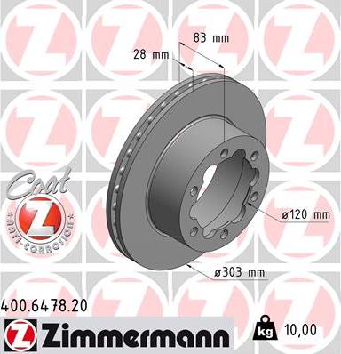 Zimmermann 400.6478.20 - Bremžu diski www.autospares.lv