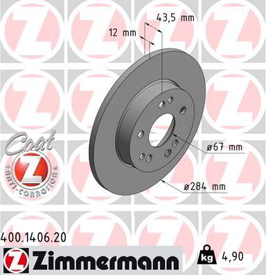 Zimmermann 400.1406.20 - Bremžu diski www.autospares.lv