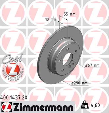 Zimmermann 400.1437.20 - Bremžu diski www.autospares.lv