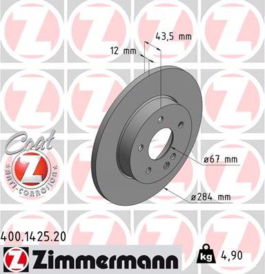 Zimmermann 400.1425.20 - Bremžu diski www.autospares.lv