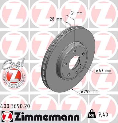Zimmermann 400.3690.20 - Bremžu diski www.autospares.lv