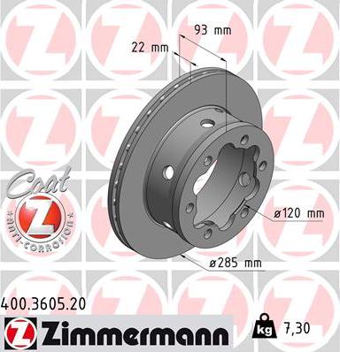 Zimmermann 400.3605.20 - Bremžu diski www.autospares.lv