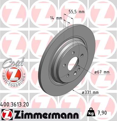Zimmermann 400.3613.20 - Bremžu diski www.autospares.lv