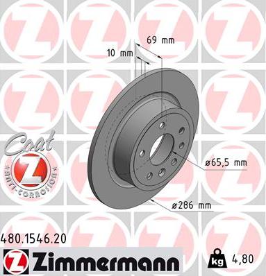 Zimmermann 480.1546.20 - Bremžu diski www.autospares.lv
