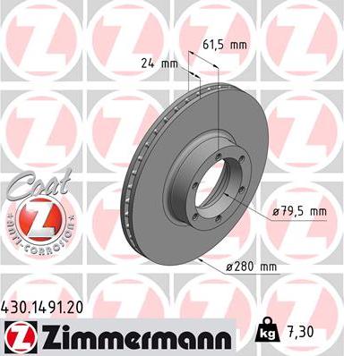 Zimmermann 430.1491.20 - Bremžu diski www.autospares.lv