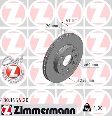 Zimmermann 430.1454.20 - Bremžu diski www.autospares.lv