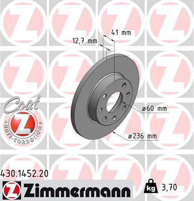 Zimmermann 430.1452.20 - Bremžu diski www.autospares.lv