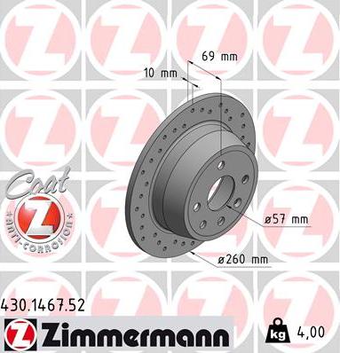 Zimmermann 430.1467.52 - Bremžu diski www.autospares.lv