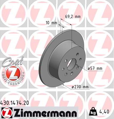 Zimmermann 430.1474.20 - Bremžu diski www.autospares.lv