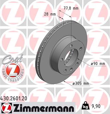 Zimmermann 430.2601.20 - Bremžu diski www.autospares.lv